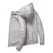 Triple Stripe Hooded Windbreaker MugenSoul Streetwear Brands Streetwear Clothing  Techwear