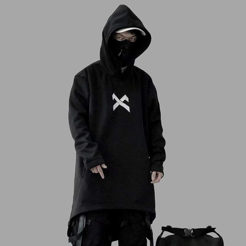 X-11 Longline Hoodie MugenSoul Streetwear Brands Streetwear Clothing  Techwear